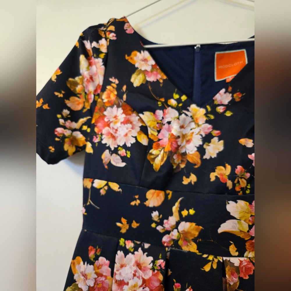 ModCloth Navy Floral Fit and‎ Flare Dress - Picture 5 of 10